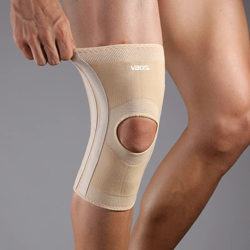 1 Pc High Elasticity Knee Support Brace Open Patella with Spring Bars