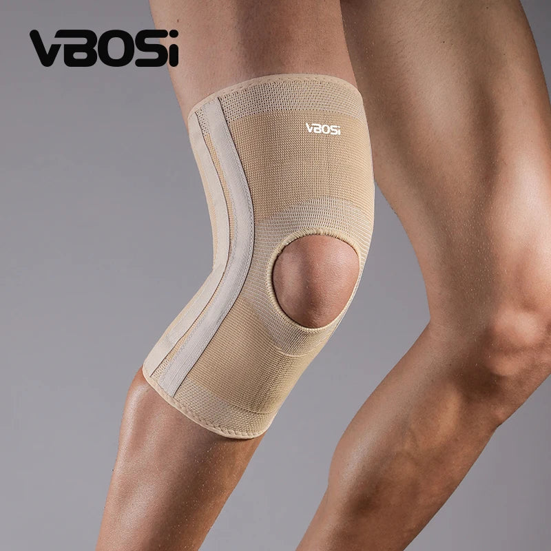 1 Pc High Elasticity Knee Support Brace Open Patella with Spring Bars